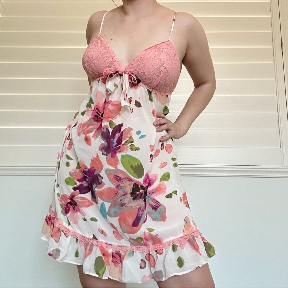 NWT Ambrielle floral sheer babydoll fairy slip dress